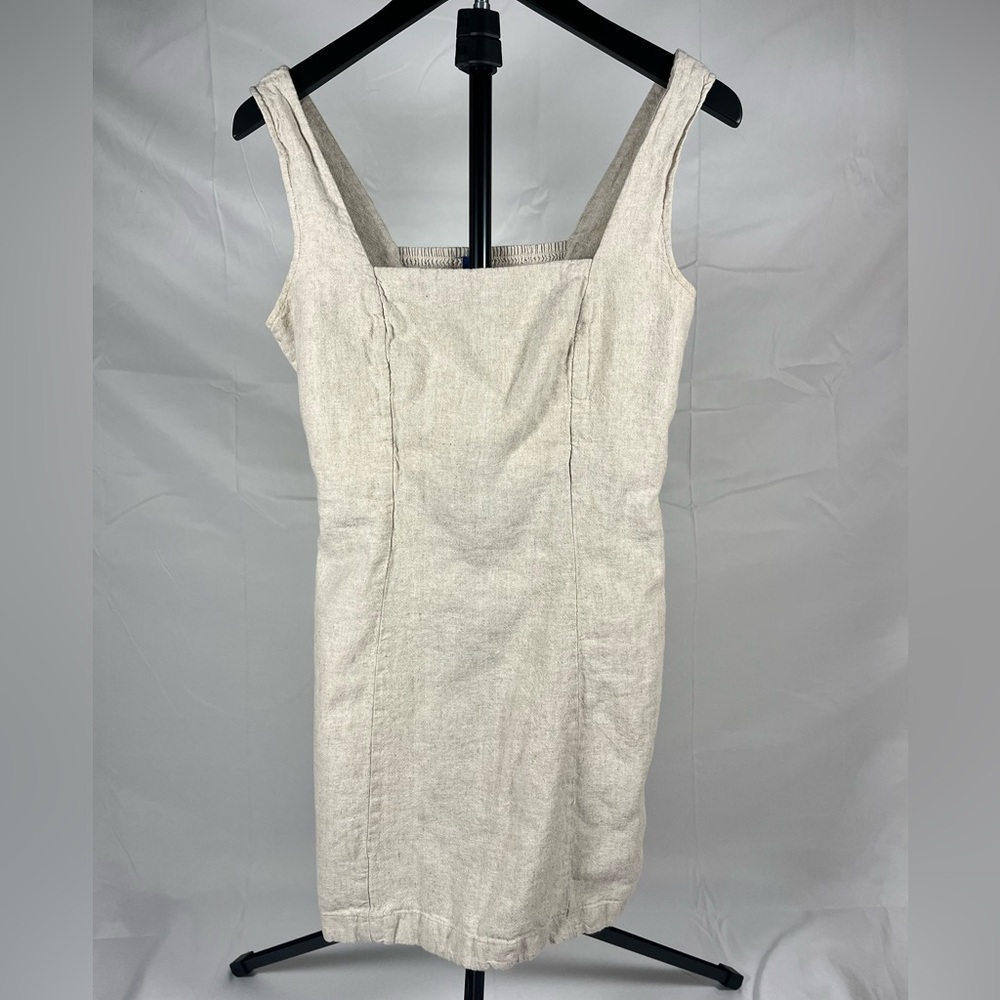 Old Navy Beige Linen Blend Dress Smocked Back Casual Womens Medium